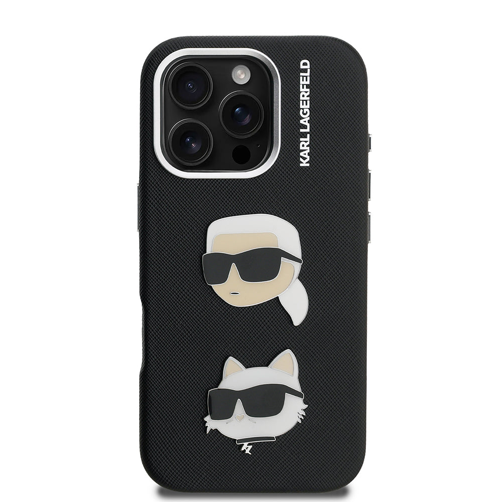 Karl Lagerfeld iPhone 16 Pro Max Orjinal Lisanslı K&C Heads Pin Telefon Kılıfı