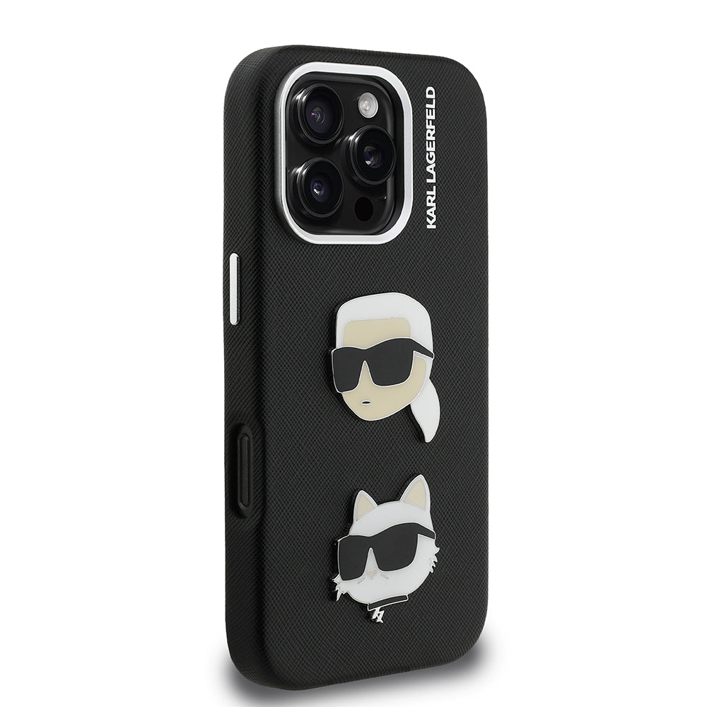 Karl Lagerfeld iPhone 16 Pro Max Orjinal Lisanslı K&C Heads Pin Telefon Kılıfı