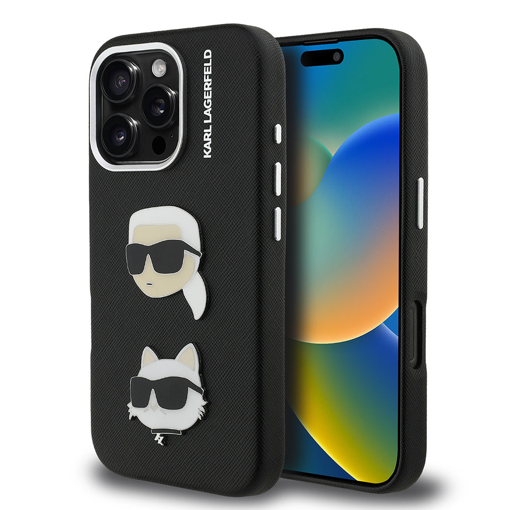 Karl Lagerfeld iPhone 16 Pro Max Orjinal Lisanslı K&C Heads Pin Telefon Kılıfı