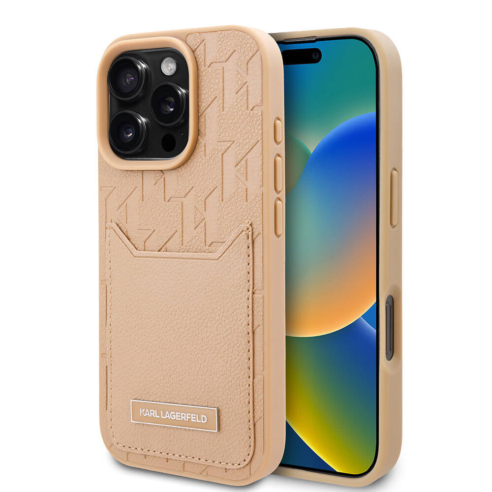 Karl Lagerfeld iPhone 16 Pro Max Orjinal Lisanslı KL Desenli Kartlıklı Monogram Telefon Kılıfı - 1