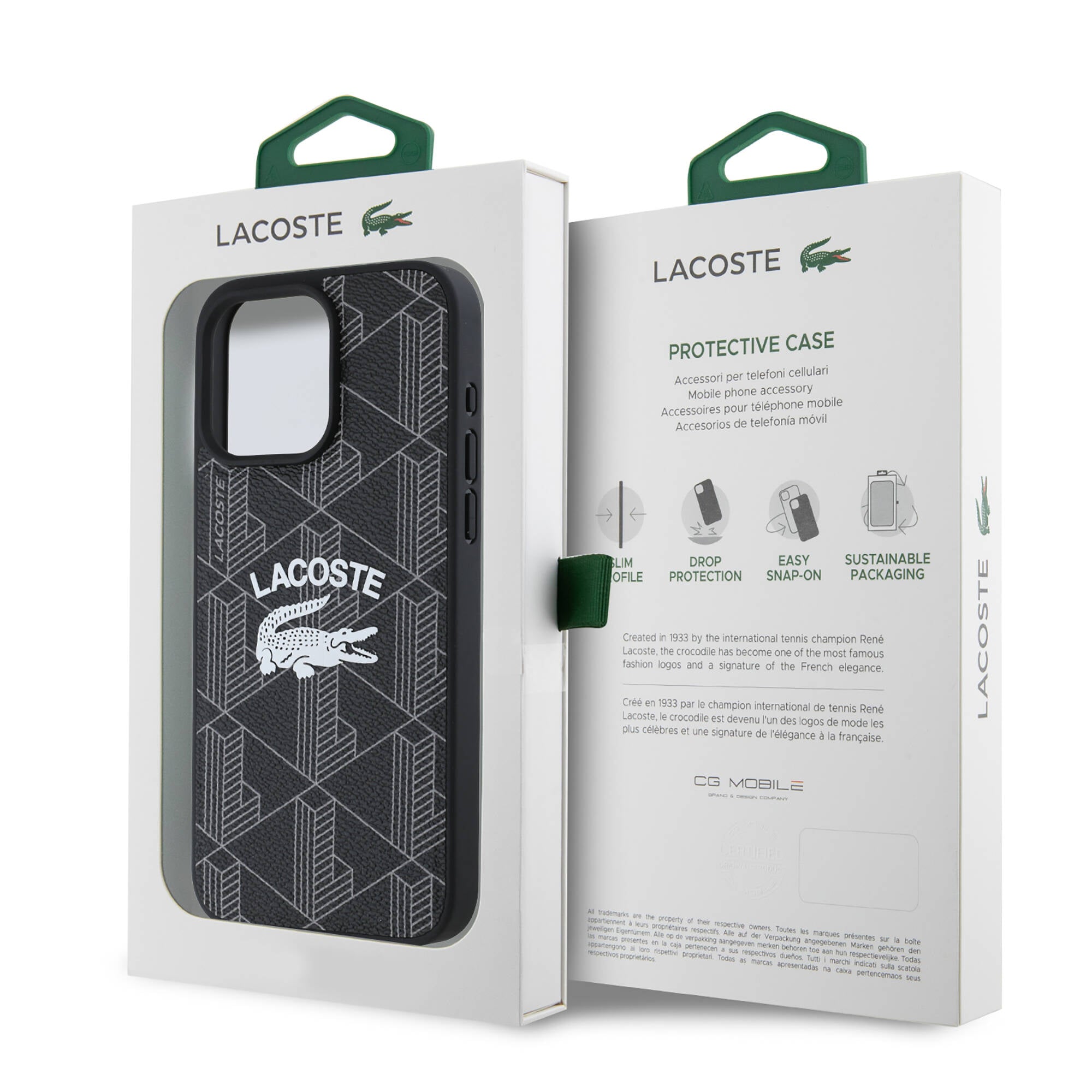 Lacoste iPhone 16 Pro Max Orjinal Lisanslı Magsafe Şarj Özellikli Mono Vintage Logo Telefon Kılıfı
