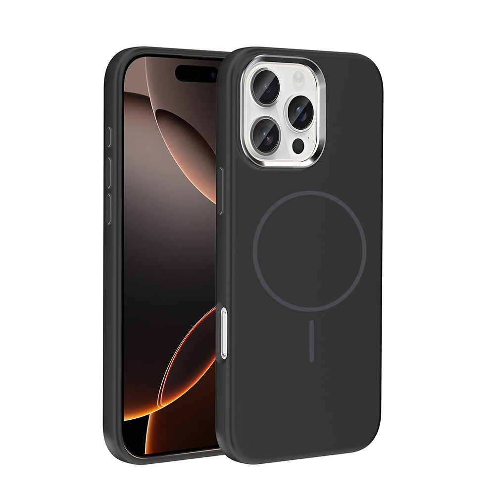 Cepax iPhone 16 Pro Max M-Safe Şarj Özellikli Metal Kamera Çerçeveli Edi Silikon Kılıf