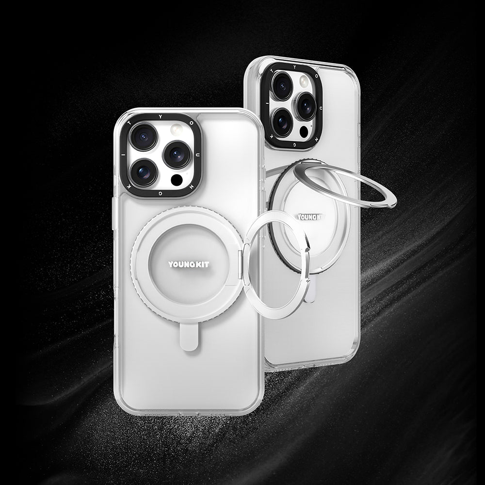 Youngkit Pivot Serisi iPhone 16 Pro Max M-safe Şarj Özellikli Standlı Aksiyon Butonlu Telefon Kılıfı