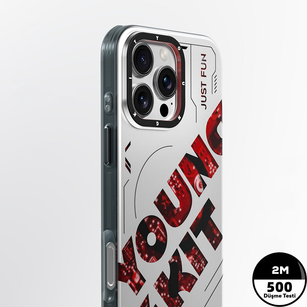 Youngkit Future Serisi iPhone 16 Pro Max M-safe Şarj Özellikli Airbagli Çift Katmanlı Kılıf
