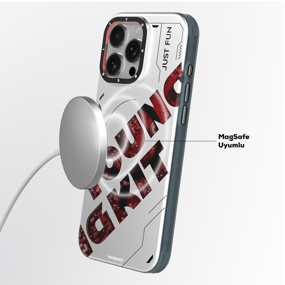 Youngkit Future Serisi iPhone 16 Pro Max M-safe Şarj Özellikli Airbagli Çift Katmanlı Kılıf