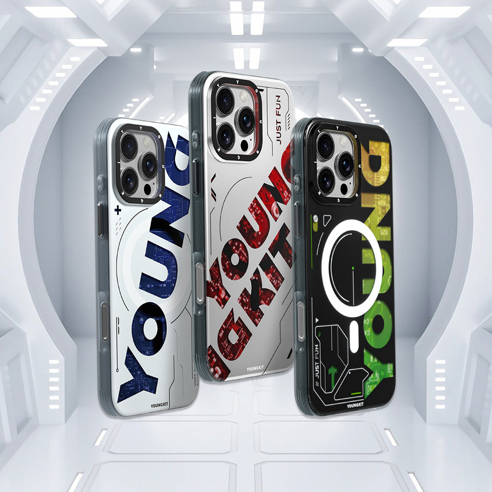 Youngkit Future Serisi iPhone 16 Pro Max M-safe Şarj Özellikli Airbagli Çift Katmanlı Kılıf