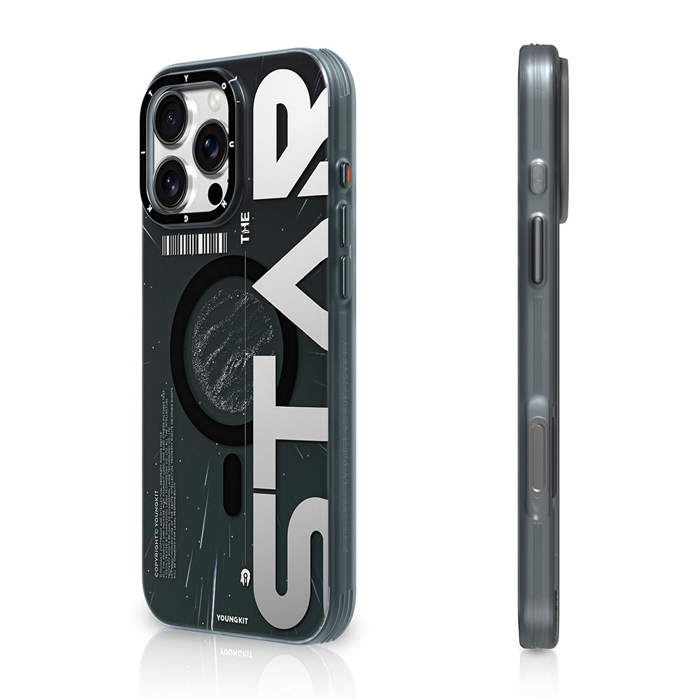Youngkit Interstellar Serisi iPhone 16 Pro Max M-safe Şarj Özellikli Airbagli Hologram Tasarımlı Kılıf