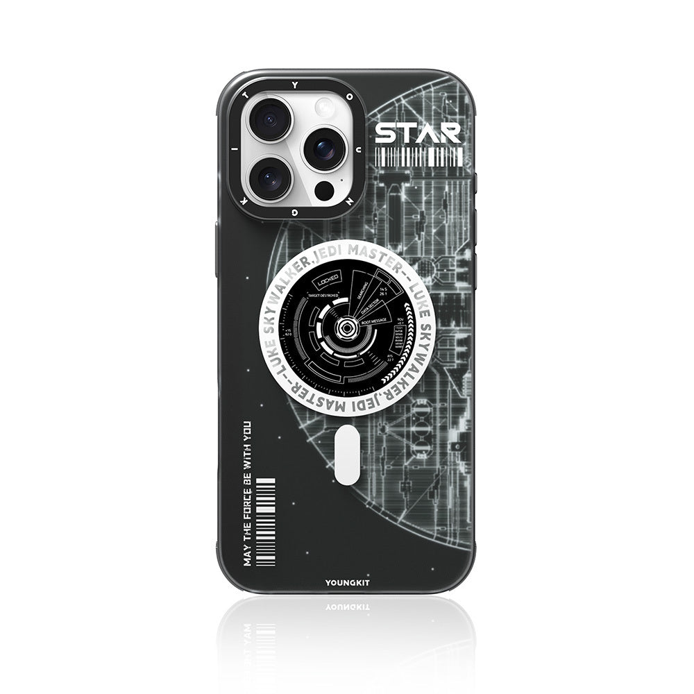 Youngkit Interstellar Serisi iPhone 16 Pro Max M-safe Şarj Özellikli Airbagli Hologram Tasarımlı Kılıf
