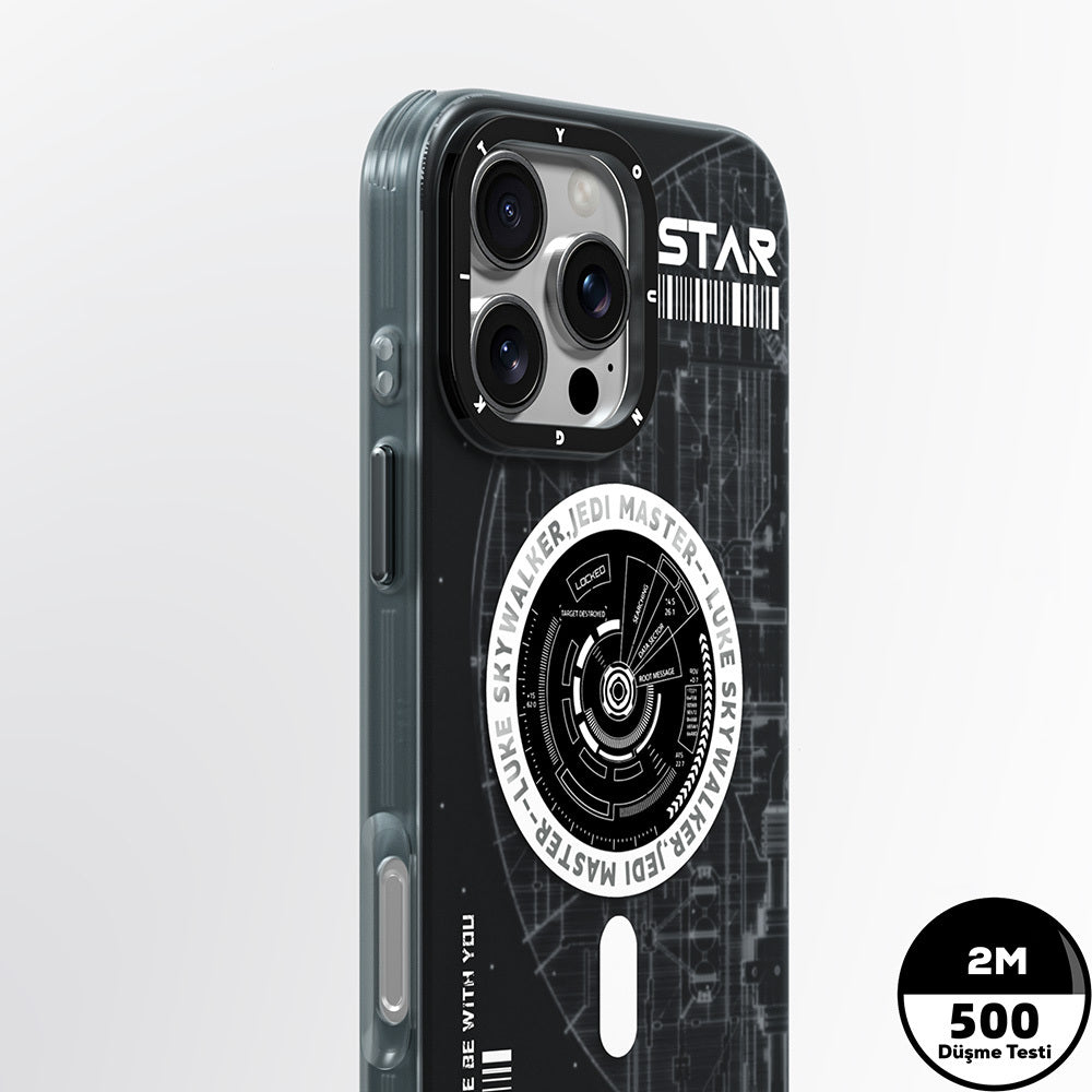 Youngkit Interstellar Serisi iPhone 16 Pro Max M-safe Şarj Özellikli Airbagli Hologram Tasarımlı Kılıf