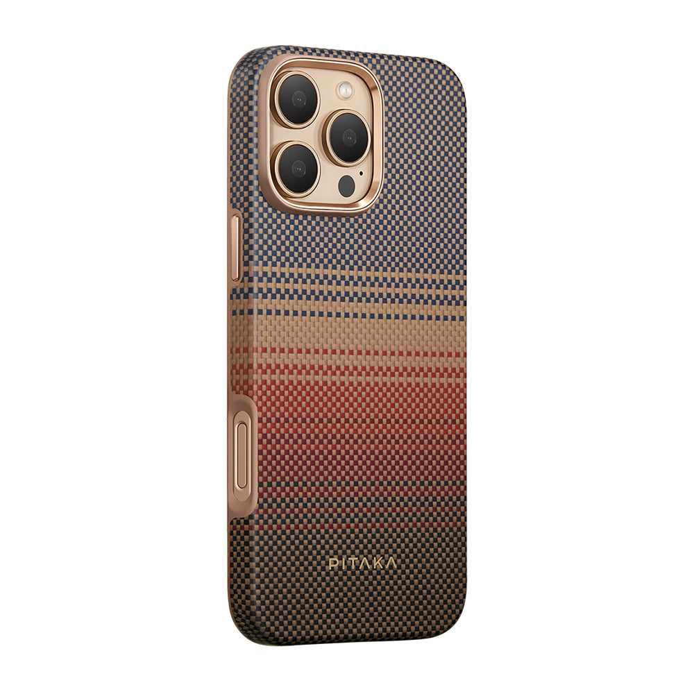 Pitaka Military-Grade Sunset-Moonrise Serisi iPhone 16 Pro Max M-safe Şarj Özellikli Aramid Fiber Sunset Kılıf