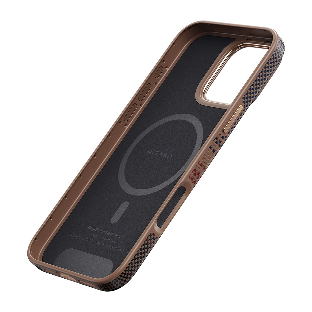 Pitaka Military-Grade Sunset-Moonrise Serisi iPhone 16 Pro Max M-safe Şarj Özellikli Aramid Fiber Sunset Kılıf