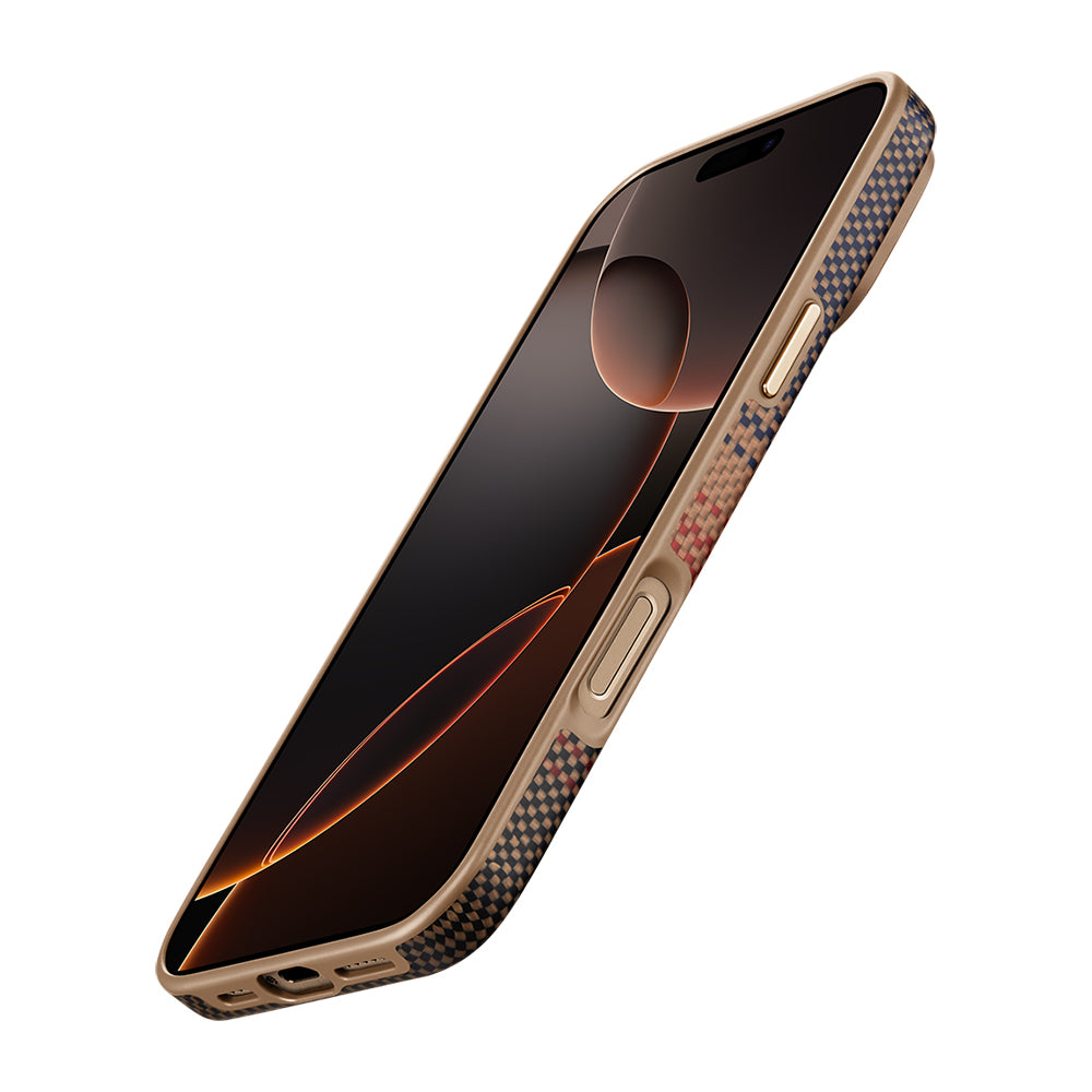 Pitaka Military-Grade Sunset-Moonrise Serisi iPhone 16 Pro Max M-safe Şarj Özellikli Aramid Fiber Sunset Kılıf