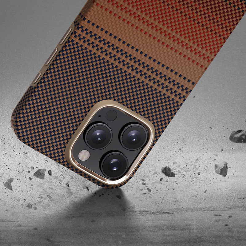 Pitaka Military-Grade Sunset-Moonrise Serisi iPhone 16 Pro Max M-safe Şarj Özellikli Aramid Fiber Sunset Kılıf