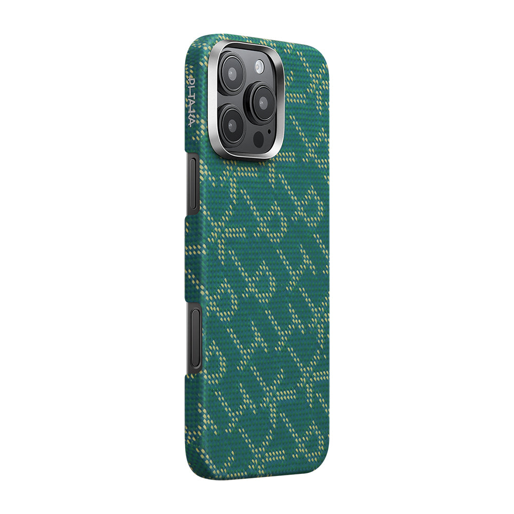 Pitaka Tactile Woven Monogram Serisi iPhone 16 Pro Max M-safe Şarj Özellikli Aramid Fiber Kılıf