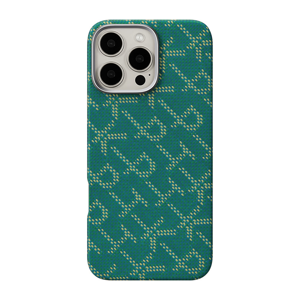 Pitaka Tactile Woven Monogram Serisi iPhone 16 Pro Max M-safe Şarj Özellikli Aramid Fiber Kılıf