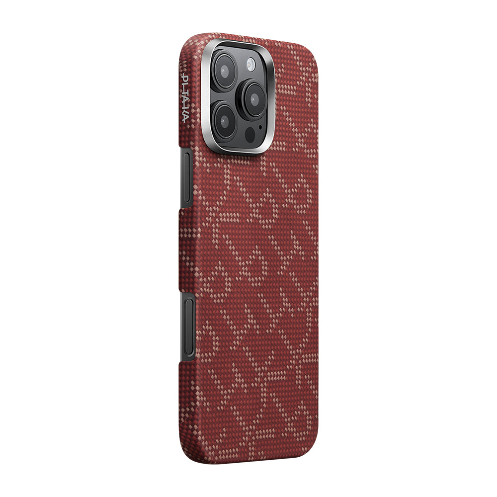 Pitaka Tactile Woven Monogram Serisi iPhone 16 Pro Max M-safe Şarj Özellikli Aramid Fiber Kılıf