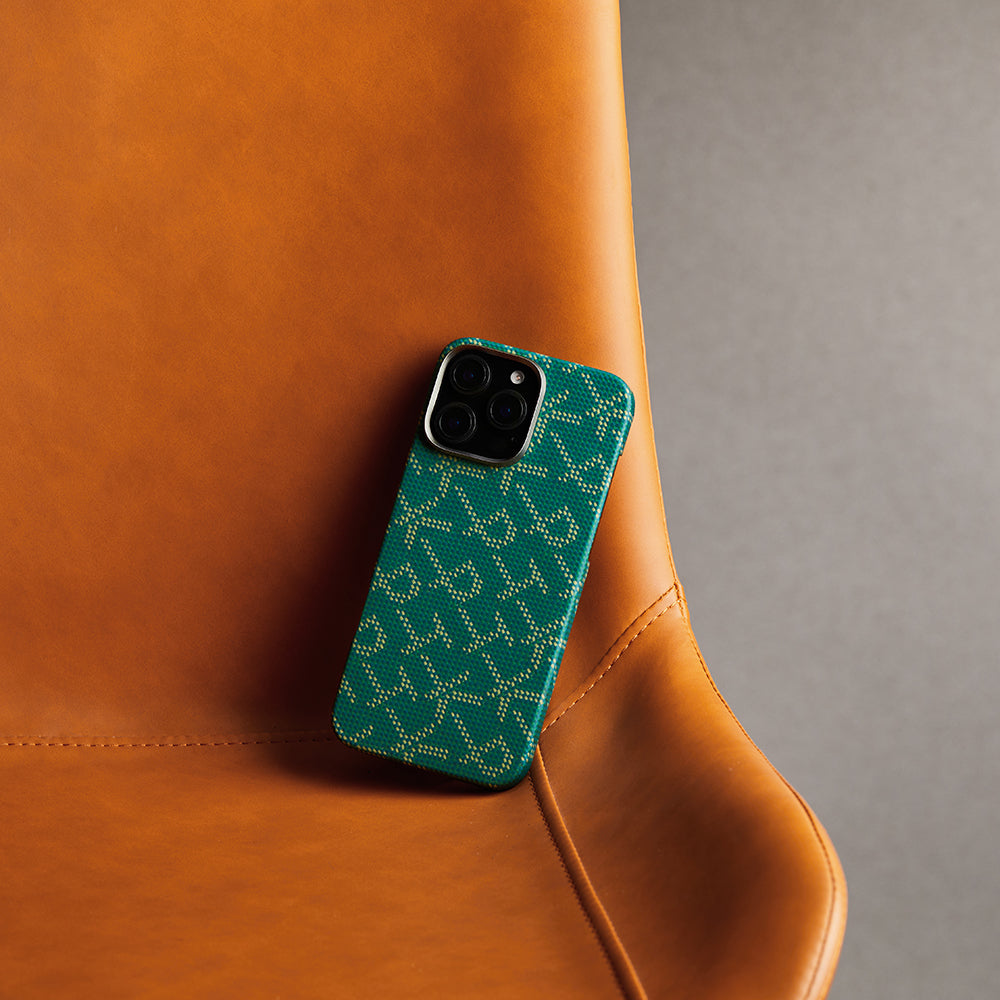 Pitaka Tactile Woven Monogram Serisi iPhone 16 Pro Max M-safe Şarj Özellikli Aramid Fiber Kılıf
