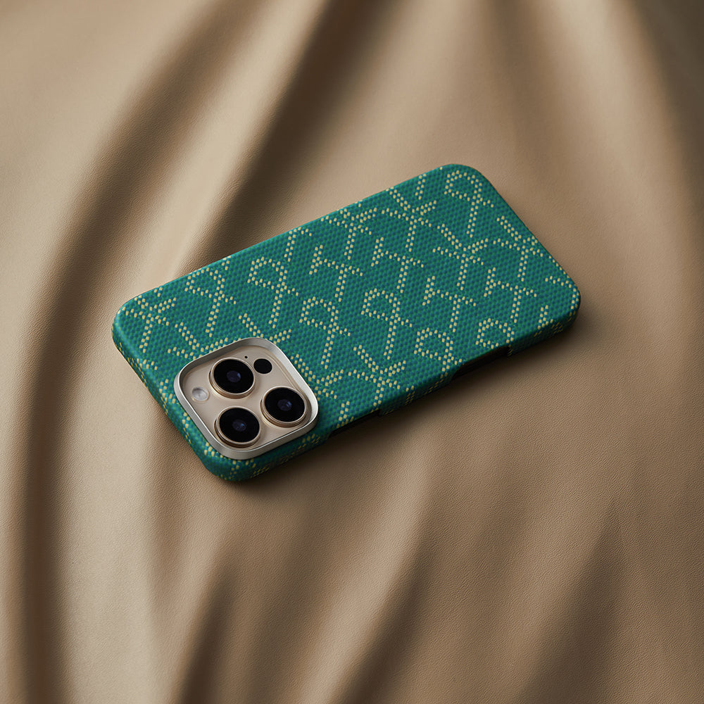 Pitaka Tactile Woven Monogram Serisi iPhone 16 Pro Max M-safe Şarj Özellikli Aramid Fiber Kılıf