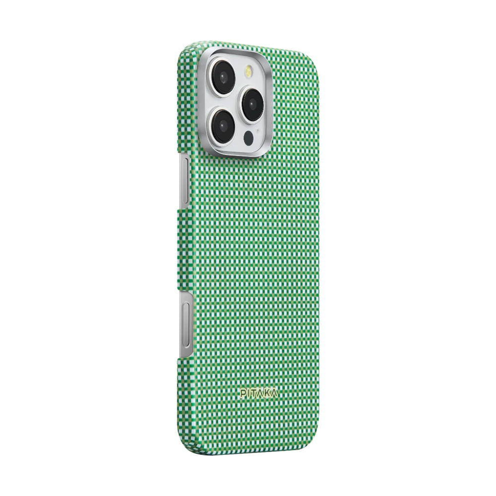Pitaka Ultra-Slim Classic Serisi iPhone 16 Pro Max M-safe Şarj Özellikli Aramid Fiber Forest Green Kılıf