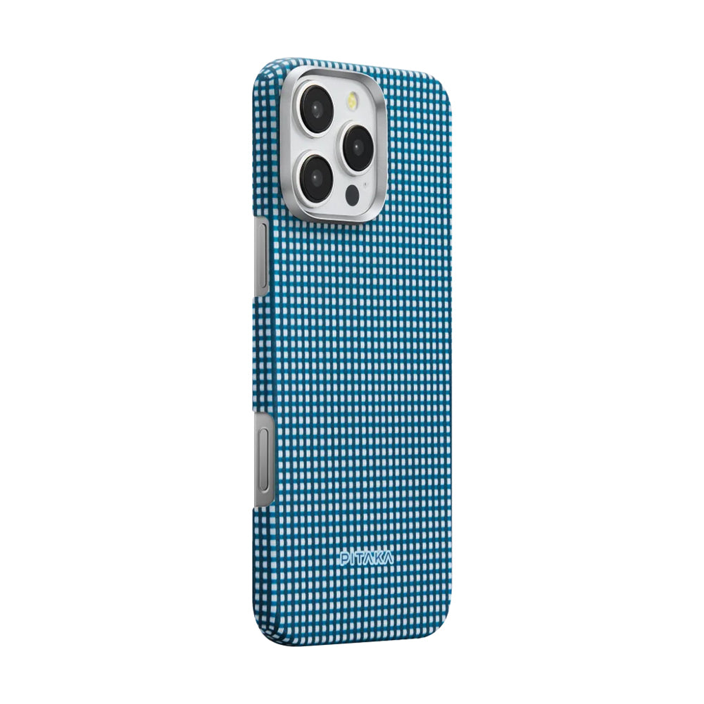 Pitaka Ultra-Slim Classic Serisi iPhone 16 Pro Max M-safe Şarj Özellikli Aramid Fiber Ocean Blue Kılıf