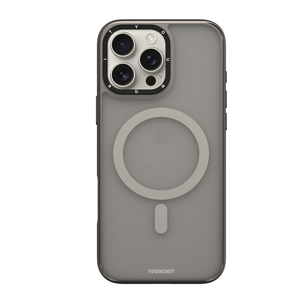 Youngkit Gemstone Serisi iPhone 16 Pro Max Magsafe Şarj Özellikli Cam Arka Yüzey TPU Kılıf