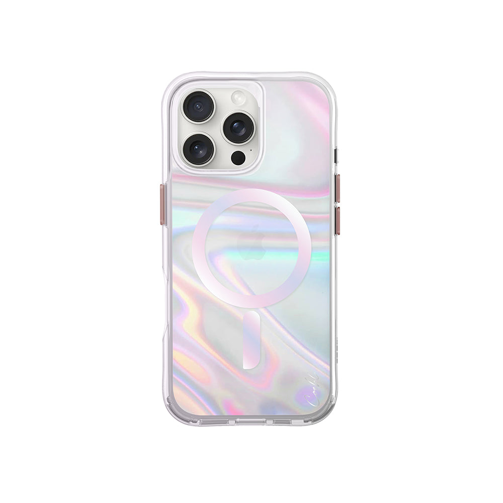 Coehl Savon iPhone 16 Pro Max M-safe Şarj Özellikli Holografik Şeffaf Arka Yüzey Kılıf