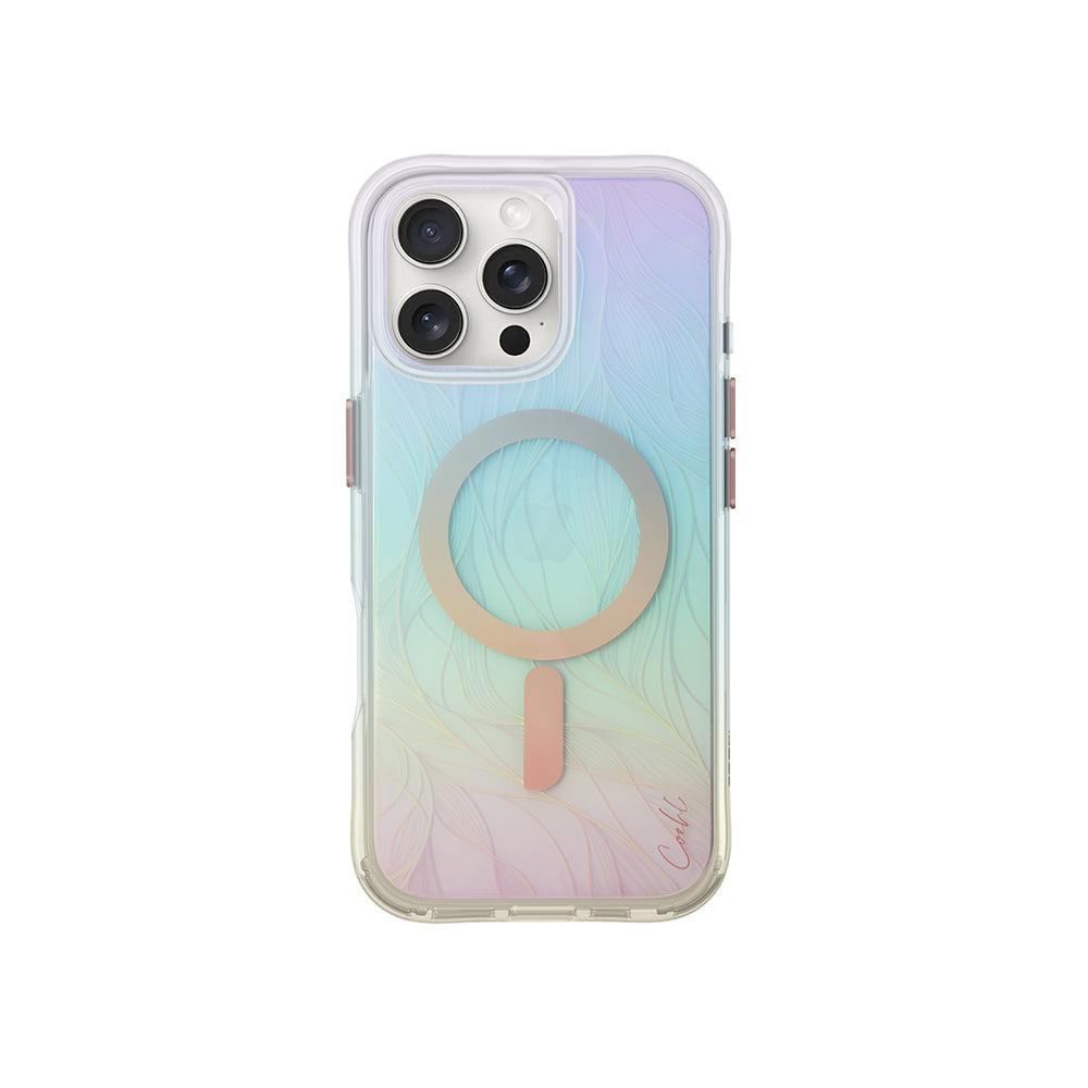 Coehl Willow iPhone 16 Pro Max M-safe Şarj Özellikli Holografik Şeffaf Arka Yüzey Kılıf