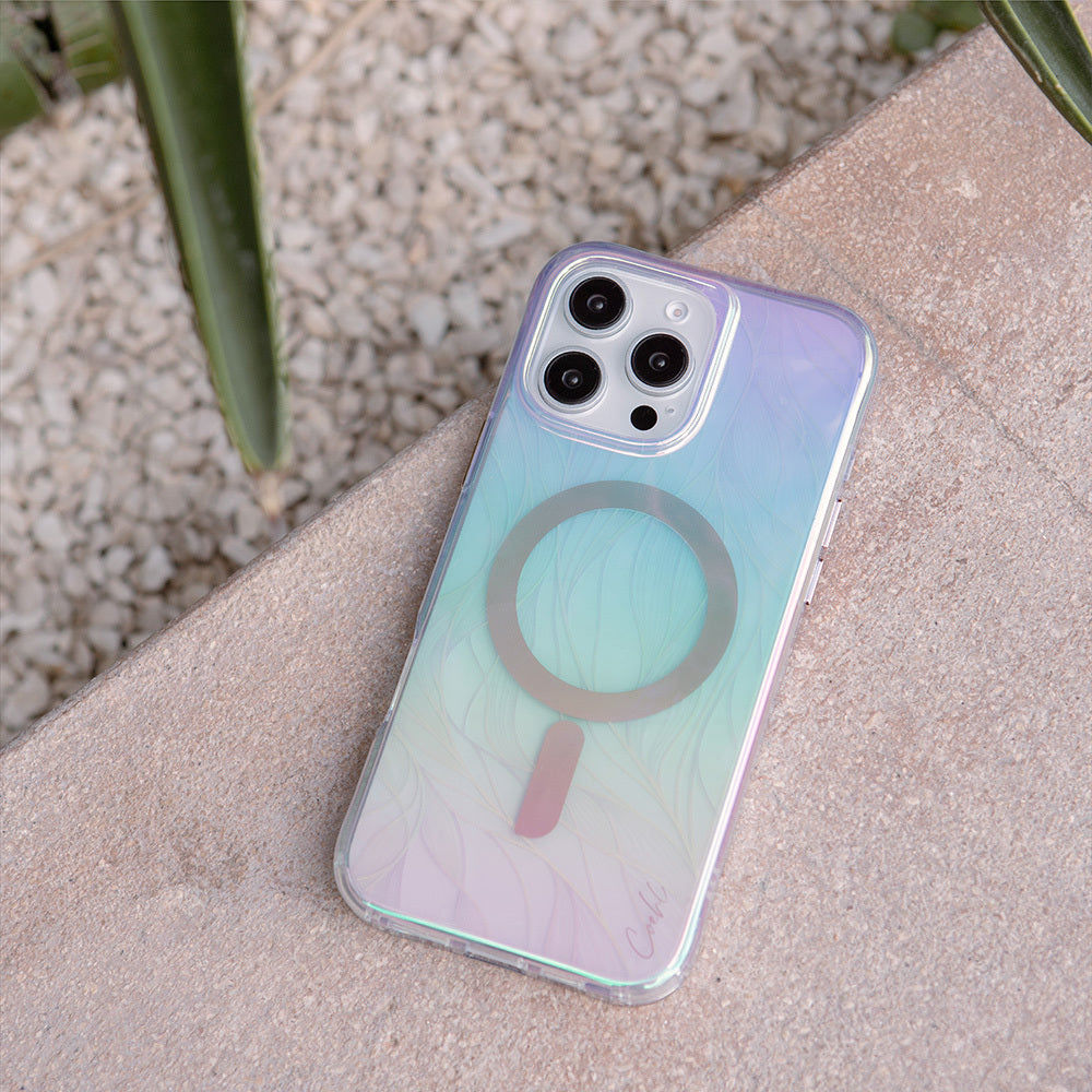 Coehl Willow iPhone 16 Pro Max M-safe Şarj Özellikli Holografik Şeffaf Arka Yüzey Kılıf