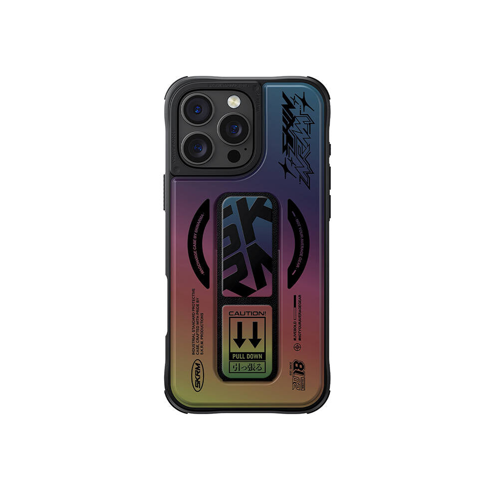 Skinarma Kira Kobai iPhone 16 Pro Max M-safe Holografik Tasarımlı Standlı Deri Görünümlü Kılıf