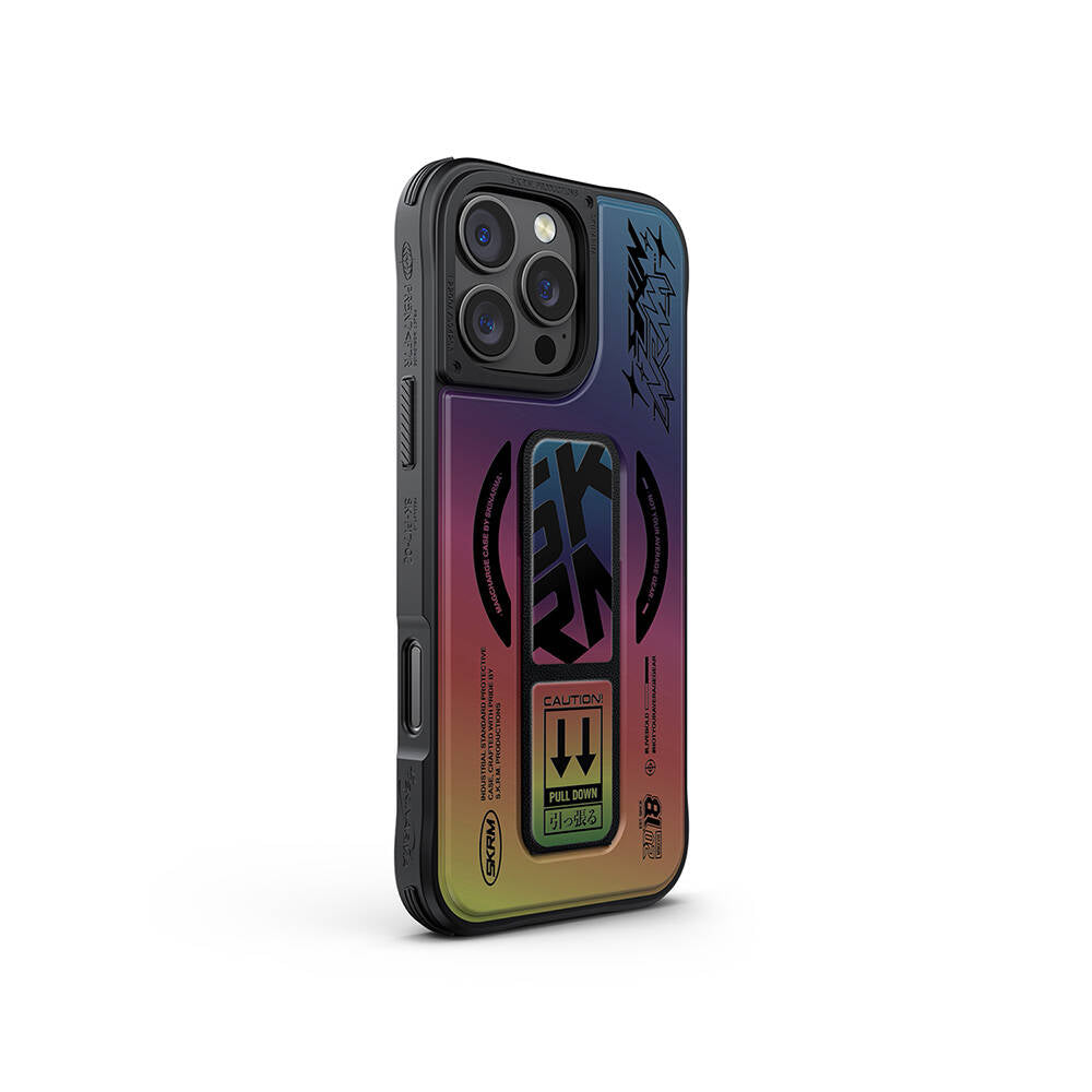Skinarma Kira Kobai iPhone 16 Pro Max M-safe Holografik Tasarımlı Standlı Deri Görünümlü Kılıf