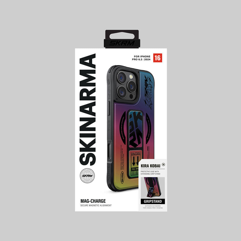 Skinarma Kira Kobai iPhone 16 Pro Max M-safe Holografik Tasarımlı Standlı Deri Görünümlü Kılıf