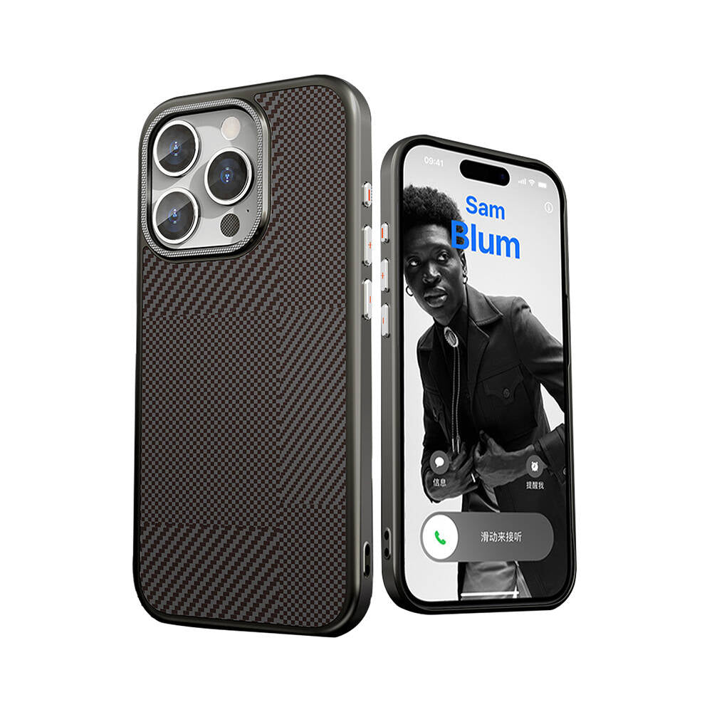 Mutural Montage iPhone 16 Pro Max M-safe Şarj Özellikli Karbon Fiber Desenli Kılıf