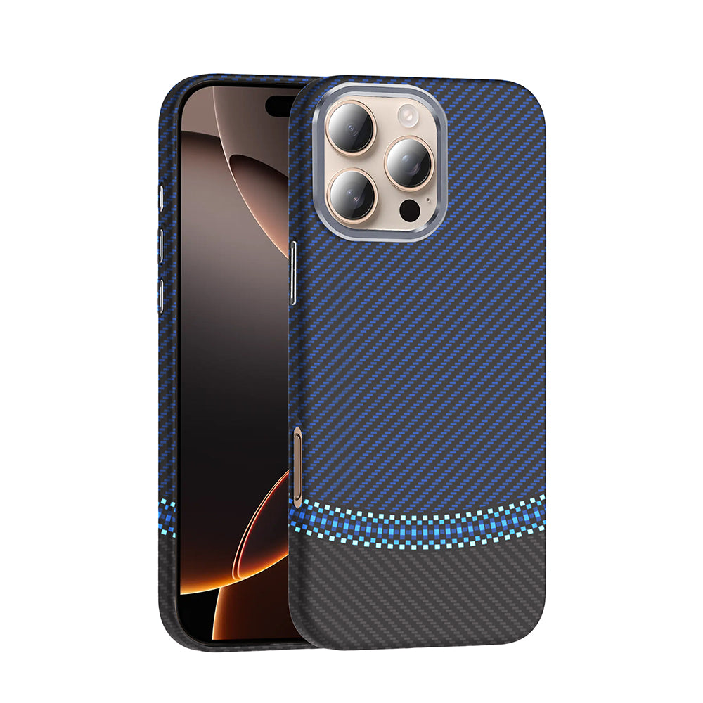 Cepax iPhone 16 Pro Max M-safe Şarj Özellikli Karbon Fiber Görünümlü Gros Kılıf