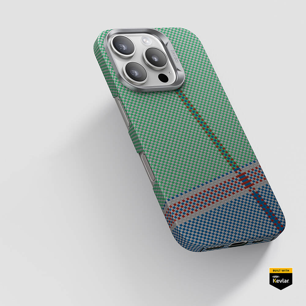 Benks Passion Green ArmorAir iPhone 16 Pro Max M-safe Şarj Özellikli Karbon Fiber Tasarımlı Kevlar Kılıf