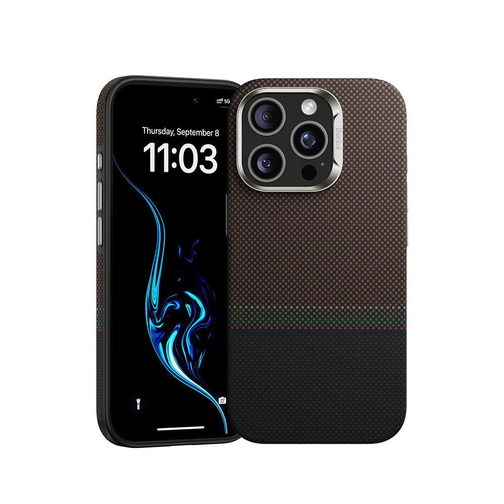 Benks Prestige ArmorPro iPhone 16 Pro Max M-safe Şarj Özellikli Karbon Fiber Tasarımlı Kevlar Kılıf