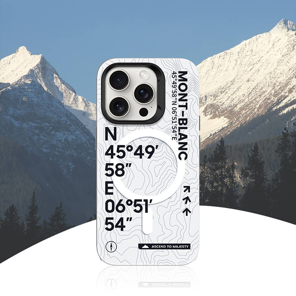Benks Summit Serisi iPhone 16 Pro Max M-safe Şarj Özellikli Koordinat Yazı Desenli Kılıf