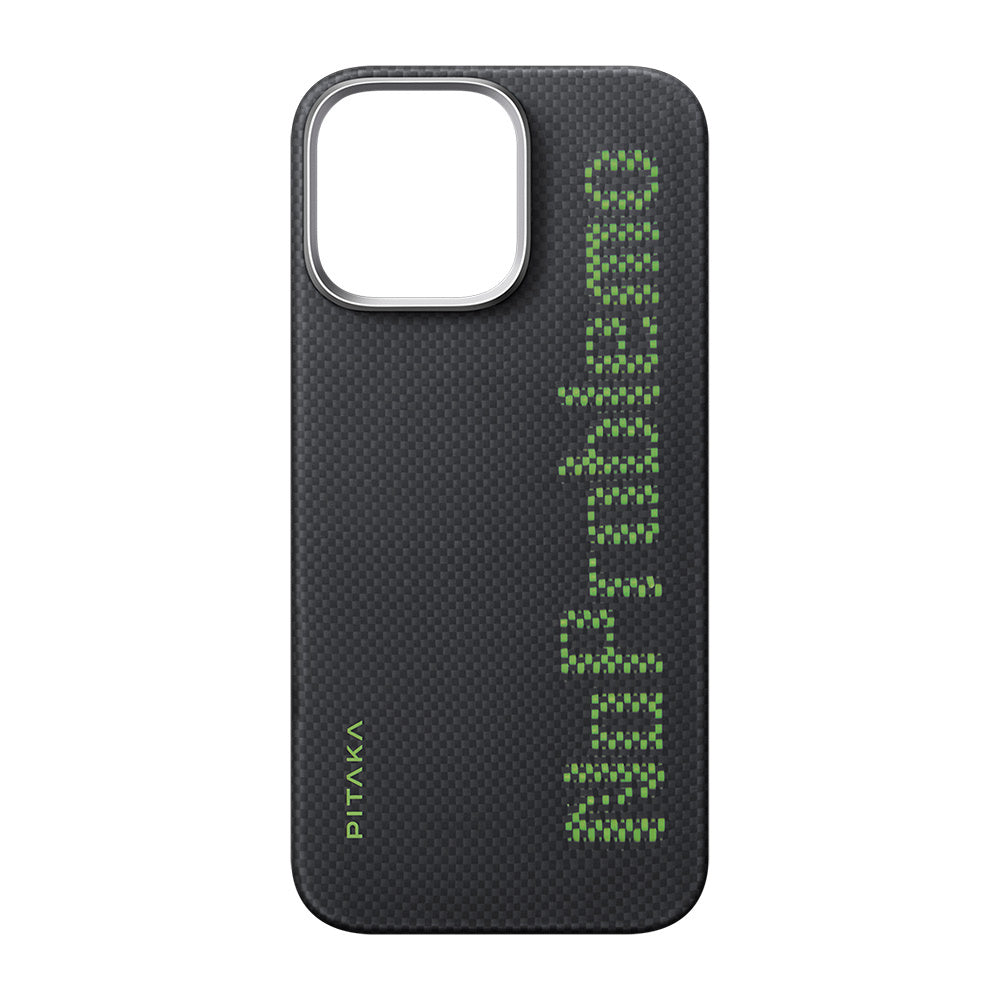 Pitaka Tactile Woven Aries Serisi iPhone 16 Pro Max M-safe Şarj Özellikli Lumintex Teknolojili Fosforlu Aramid Fiber NoProblemo Kılıf