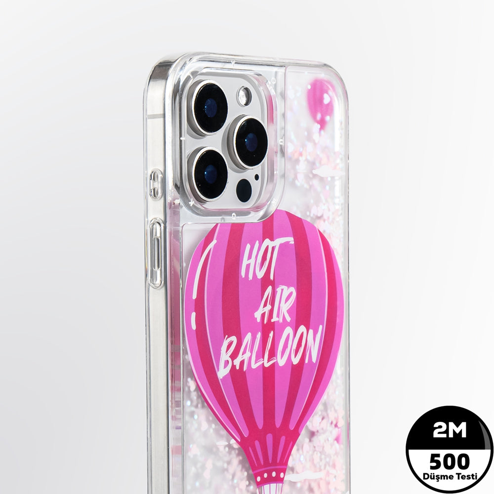Youngkit Pink Dream Quicksand Serisi iPhone 16 Pro Max M-safe Şarj Özellikli Parlak Kumlu Sıvılı Kılıf