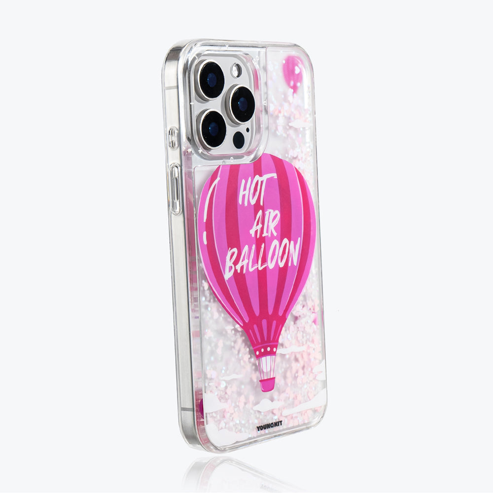 Youngkit Pink Dream Quicksand Serisi iPhone 16 Pro Max M-safe Şarj Özellikli Parlak Kumlu Sıvılı Kılıf