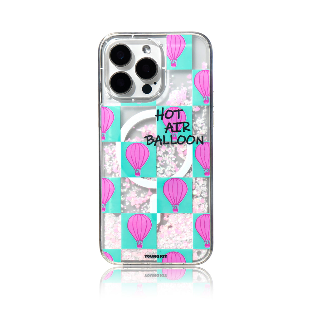 Youngkit Pink Dream Quicksand Serisi iPhone 16 Pro Max M-safe Şarj Özellikli Parlak Kumlu Sıvılı Kılıf
