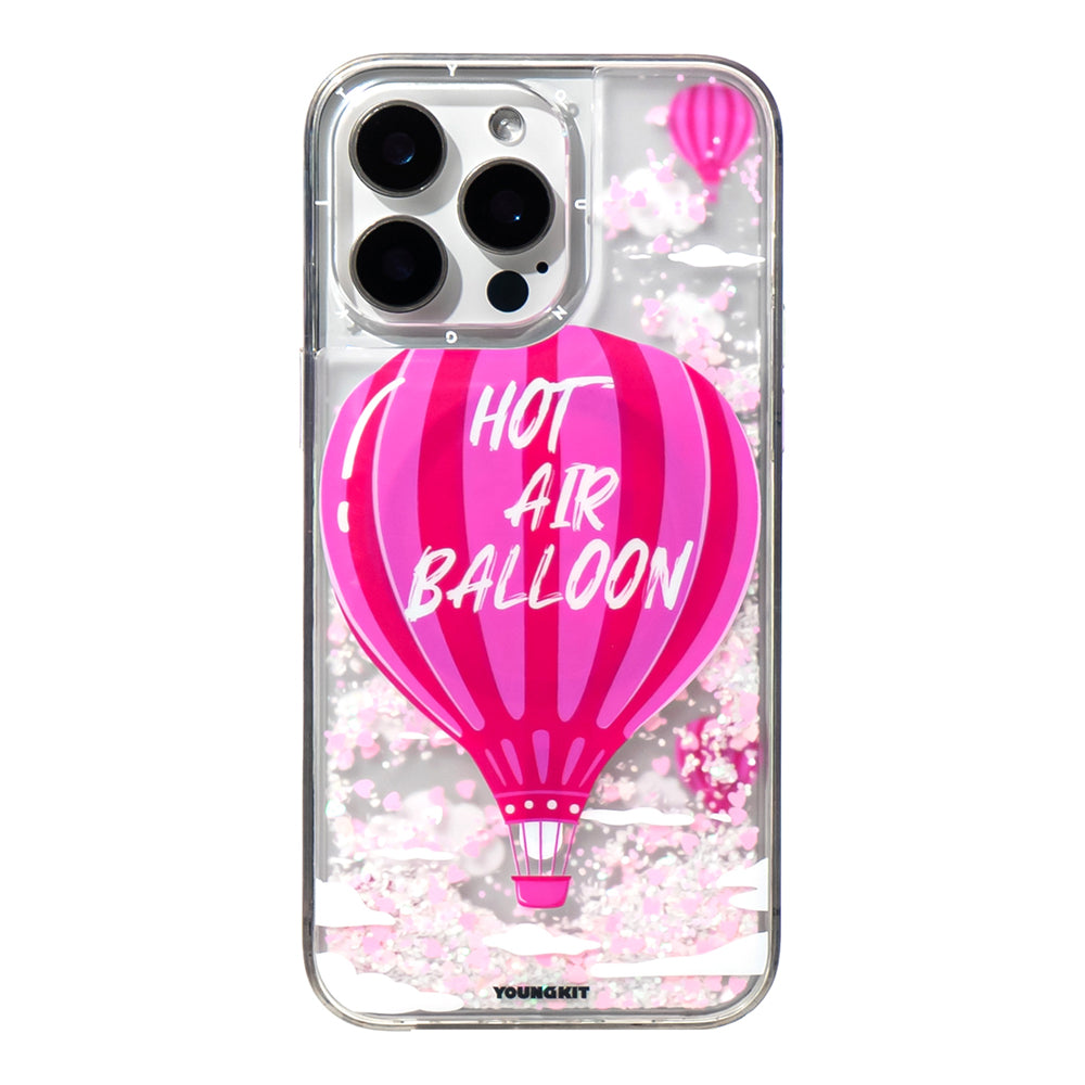 Youngkit Pink Dream Quicksand Serisi iPhone 16 Pro Max M-safe Şarj Özellikli Parlak Kumlu Sıvılı Kılıf