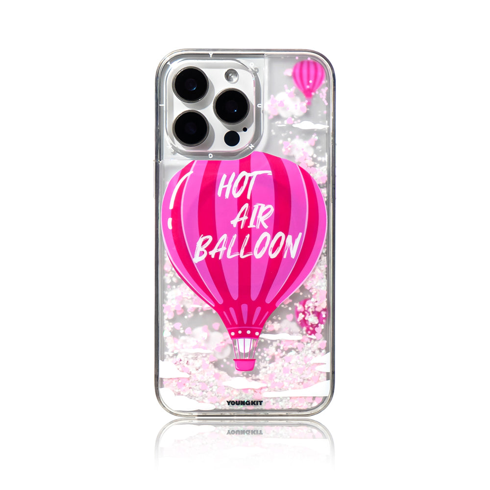 Youngkit Pink Dream Quicksand Serisi iPhone 16 Pro Max M-safe Şarj Özellikli Parlak Kumlu Sıvılı Kılıf