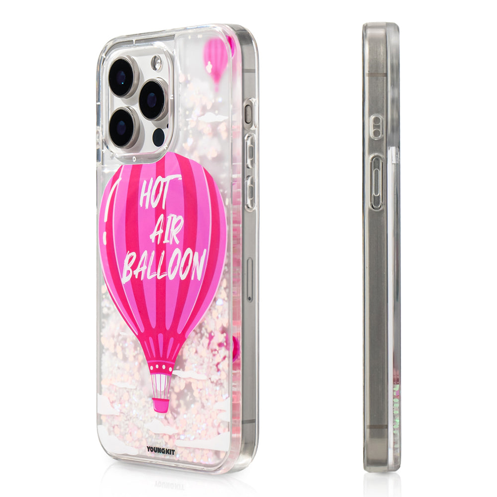 Youngkit Pink Dream Quicksand Serisi iPhone 16 Pro Max M-safe Şarj Özellikli Parlak Kumlu Sıvılı Kılıf