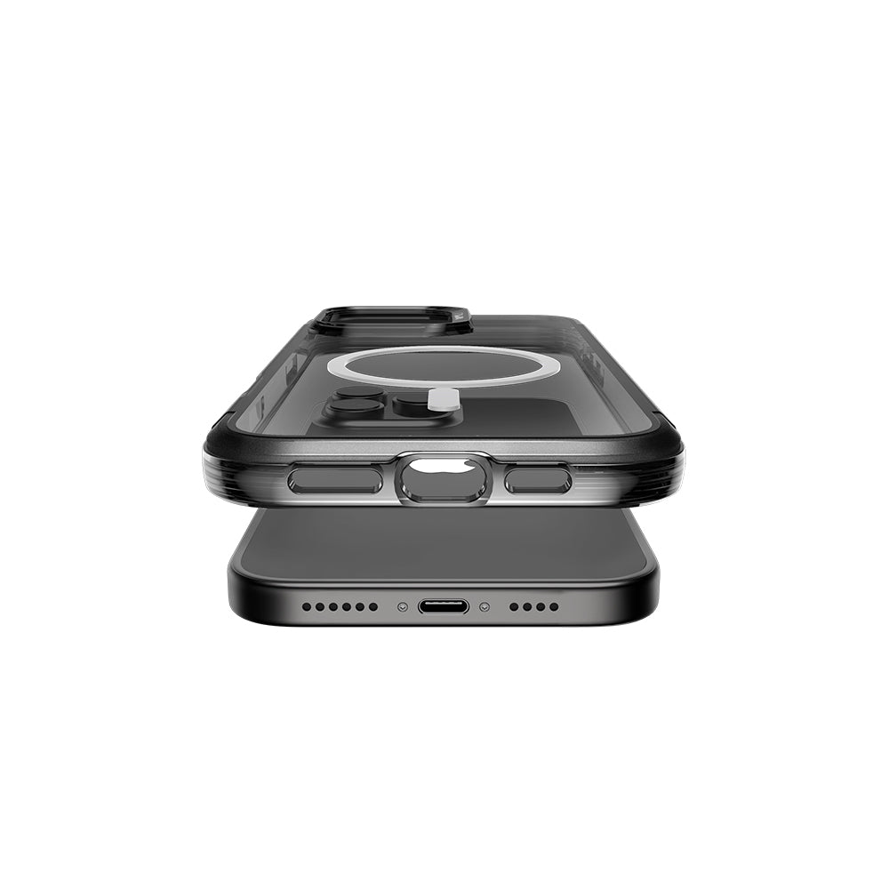 Raptic Air Serisi iPhone 16 Pro Max Kılıf M-safe Şarj Özellikli Airbag Tasarımlı Metal Köşelikli Şeffaf Kılıf