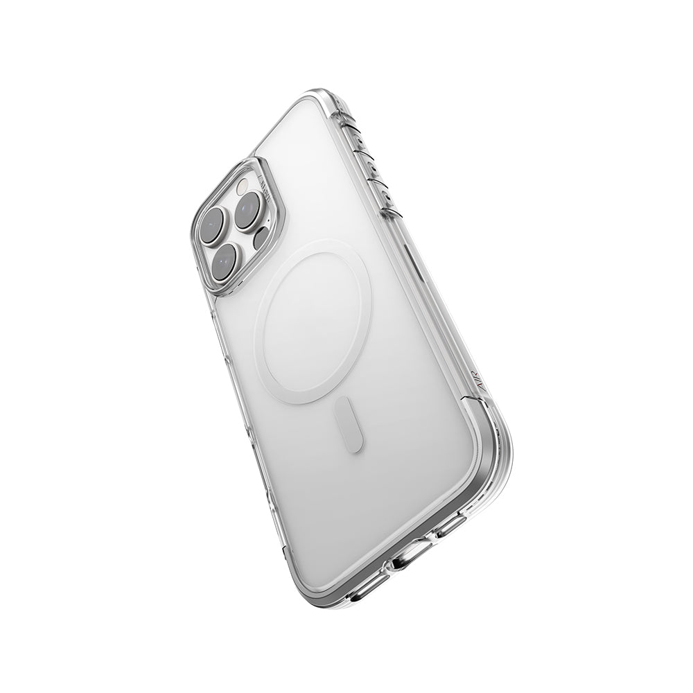 Raptic Air Serisi iPhone 16 Pro Max Kılıf M-safe Şarj Özellikli Airbag Tasarımlı Metal Köşelikli Şeffaf Kılıf
