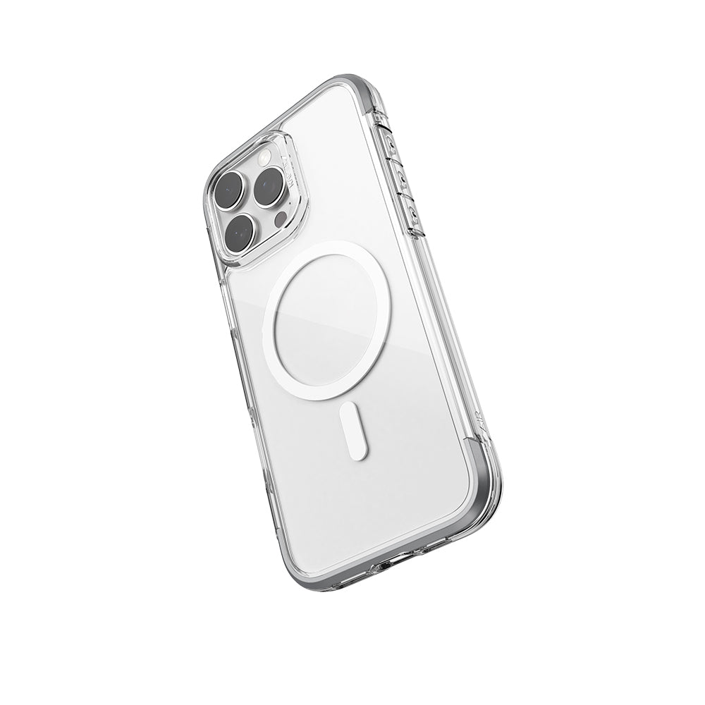 Raptic Air Serisi iPhone 16 Pro Max Kılıf M-safe Şarj Özellikli Airbag Tasarımlı Metal Köşelikli Şeffaf Kılıf