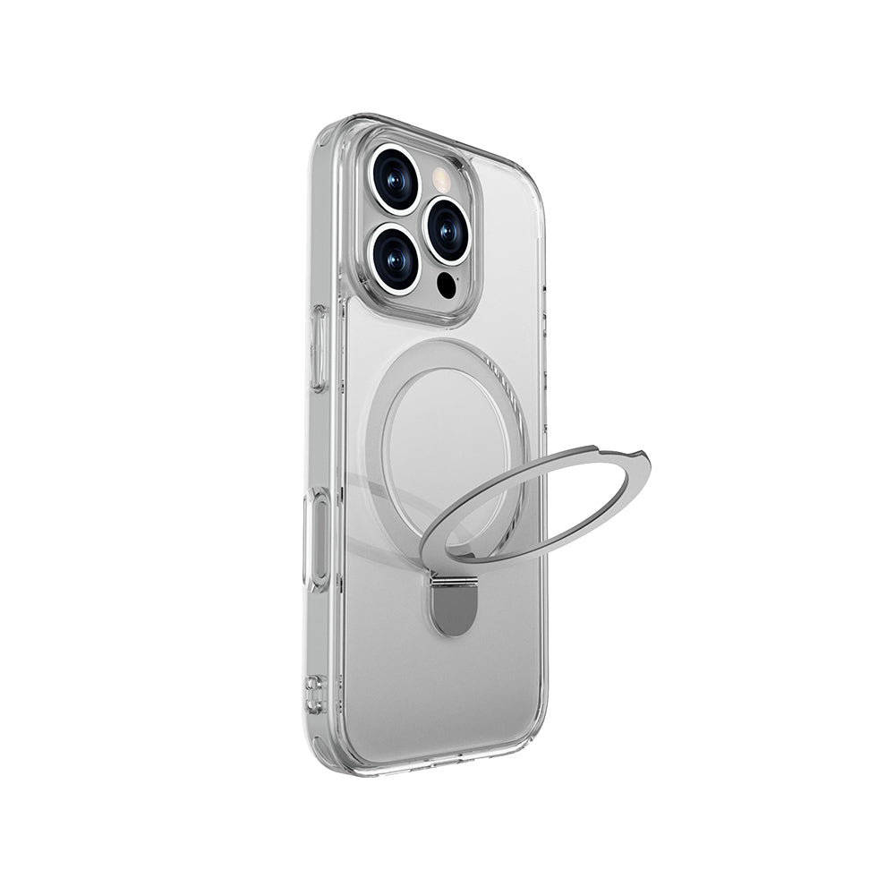 Raptic Air Stand Serisi iPhone 16 Pro Max Kılıf M-safe Şarj Özellikli Buzlu Transparan Tasarımlı Standlı Kılıf
