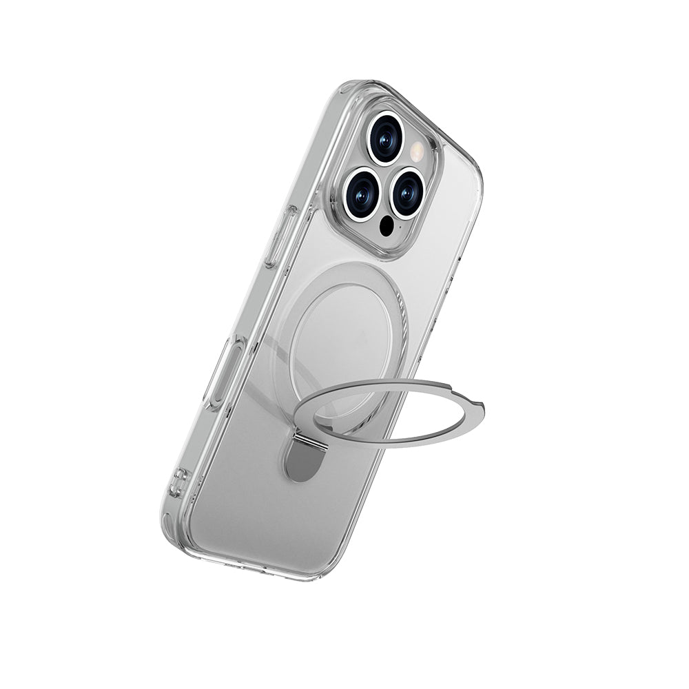 Raptic Air Stand Serisi iPhone 16 Pro Max Kılıf M-safe Şarj Özellikli Buzlu Transparan Tasarımlı Standlı Kılıf