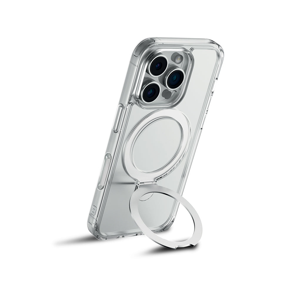 Raptic Air Stand Serisi iPhone 16 Pro Max Kılıf M-safe Şarj Özellikli Buzlu Transparan Tasarımlı Standlı Kılıf