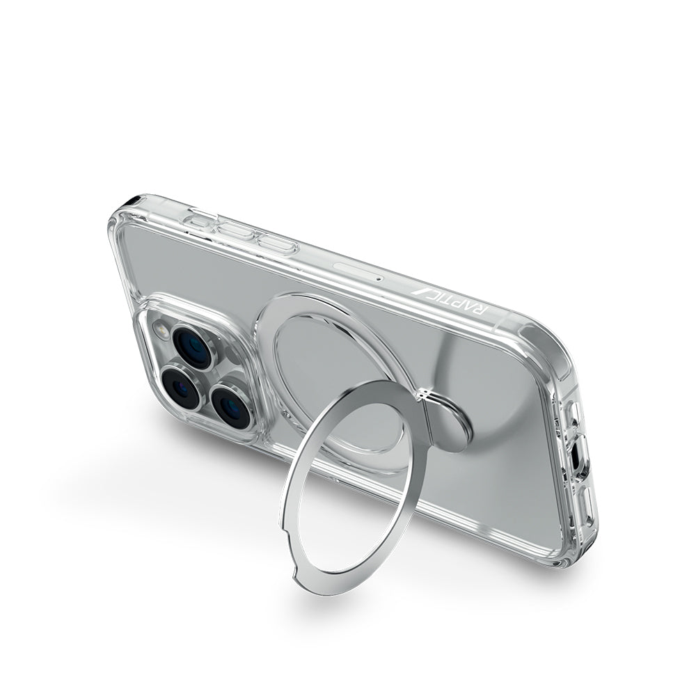 Raptic Air Stand Serisi iPhone 16 Pro Max Kılıf M-safe Şarj Özellikli Buzlu Transparan Tasarımlı Standlı Kılıf